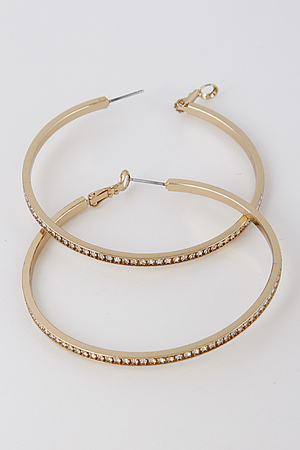 Formal Thick Hoop Earrings With Rhinestones 6IBC5